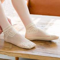 Cotton bottom silk stocking female pure cotton abrasion resistant with cotton bottom sole non-slip thin section short thickened short Songmouth wide mouth and summer short