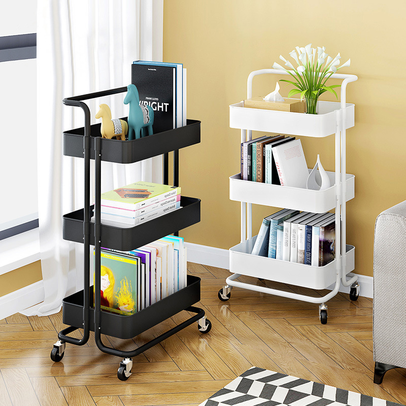 Kitchen shelf Removable storage cart with pulley Multi-function bookshelf Living room shelf