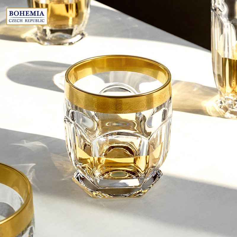 BOHEMIA Czech imports fairy scattered flowers European whiskey glass wine glass hand-painted gold retro light luxury home