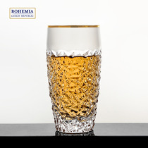 BOHEMIA Czech original Imported Crystal Nicklete Handmade Frosted Sketching Gold High Foot Cup Light Lavish Gift