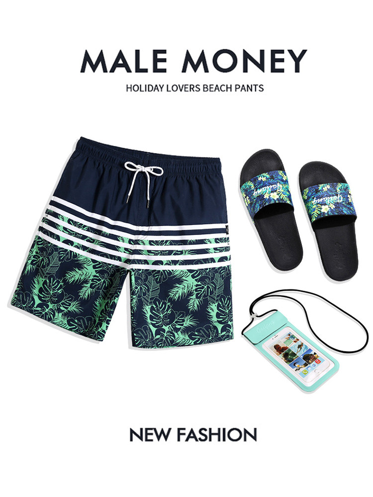 Quick drying beach pants men's seaside surf resort hot spring pants flower shorts swimming trunks can be launched suit tide brand