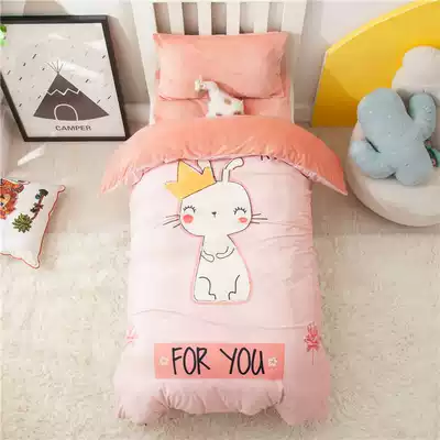 Baby quilt autumn and winter thickened coral fleece quilt with quilt core children covered by kindergarten baby quilt four seasons