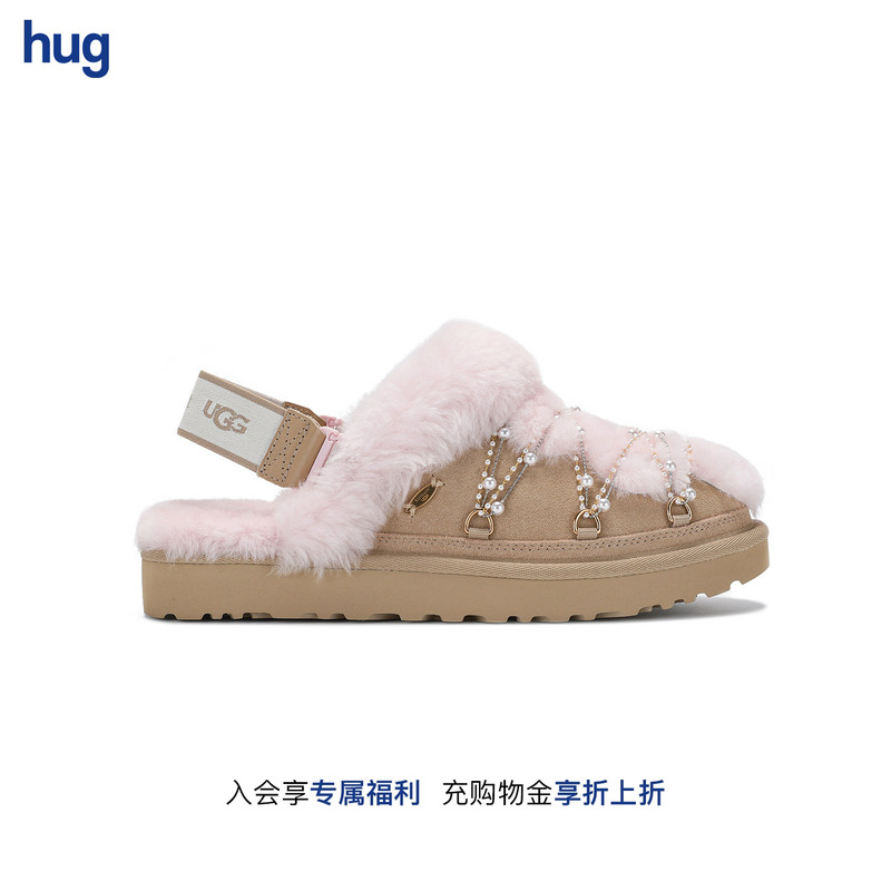 【Rui × Ugg】Hug 2026 Summer New Style Pearl Fur Collar Women's Shoes