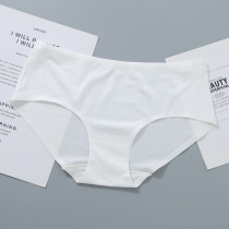 White Underwear Lady One Piece Without Mark Summer Thin Ice Silk Pure Cotton Stalls Bottom Shorts Sexy Mid-Waist Triangle Pants