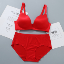 Red lingerie suit women with small breasts gathered without steel ring bra thick and thin brides to marry Ben-year bra