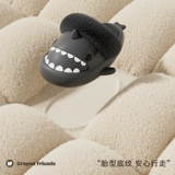 Съемная водонепроницаемая акула, зимние нескользящие удерживающие тепло плюшевые тапочки на платформе для влюбленных