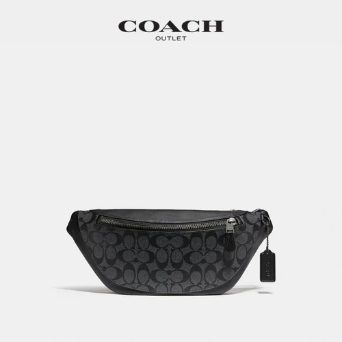 [Китайский подарок на День Святого Валентина] Мужская сумка COACH/Coach Outlet для пресбиопии WARREN, средняя поясная сумка на молнии, черная
