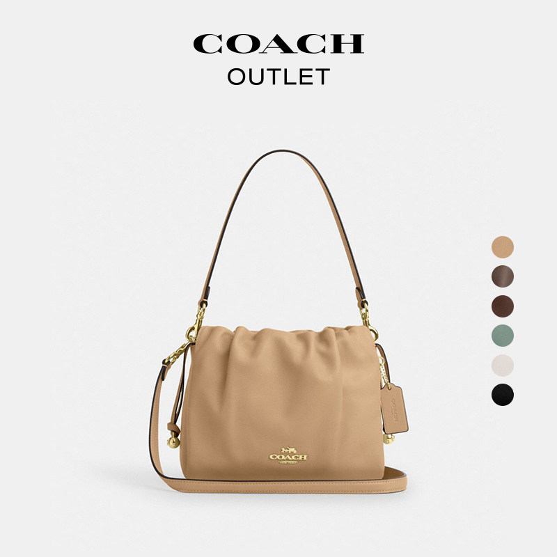 [New Year Gift] COACH Outlet Women's Cow Leather Faye Drawstring Handbag Shoulder Bag Crossbody Bag