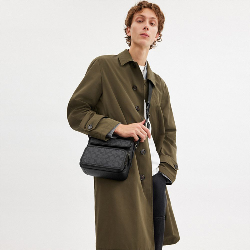 [New Year's Gift] Coach/Coach Outlet Men's Presbyopic Sullivan Black Flip-Top Shoulder Crossbody Bag