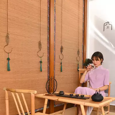 Copper hook bamboo curtain roller curtain curtain curtain partition background decoration porch shade Chinese Tea House lifting bamboo curtain