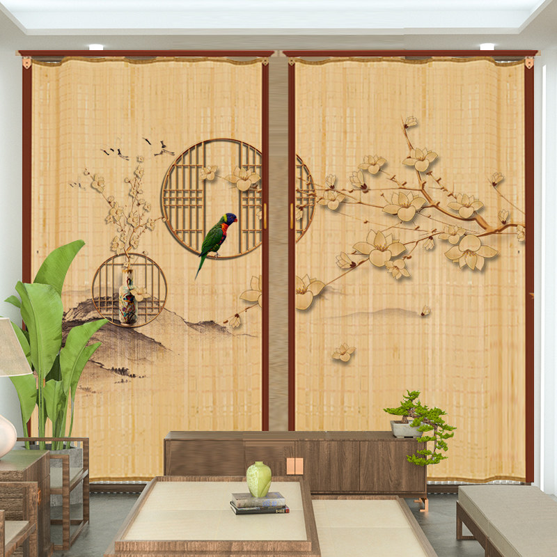 Bamboo Door Curtain Partition Window Economy Type Home Bamboo Push Ramen Curtain Hotel Moving Door Simple Ramen Kitchen Dining Room