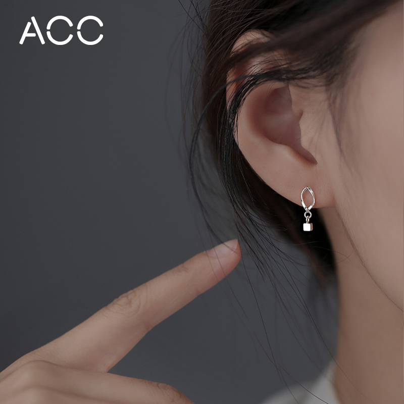 ACC wave block ear pin 925 pure silver female Jane about small ear pendant 2022 New wave earrings 100 hitch