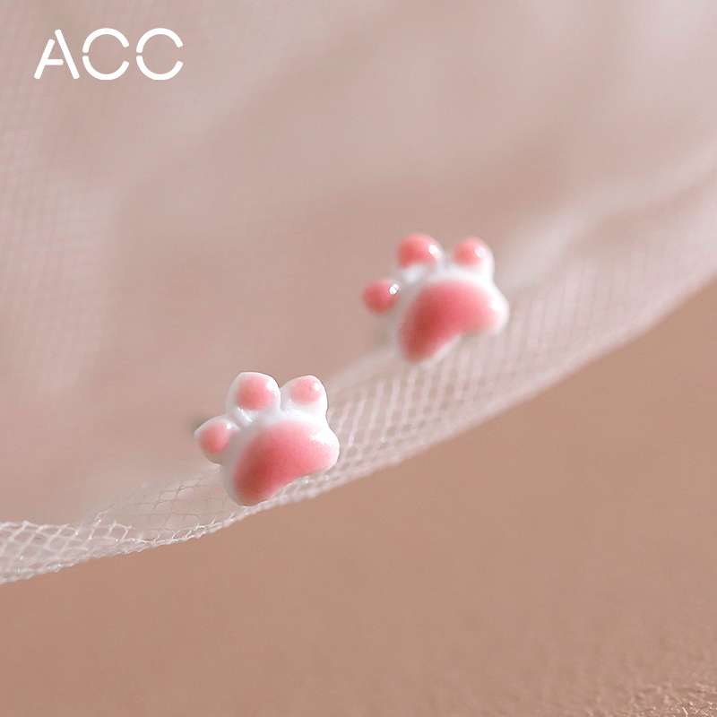 ACC cat claw earrings sterling silver cartoon niche design earrings 2022 new trendy Japanese style simple and small earrings for women
