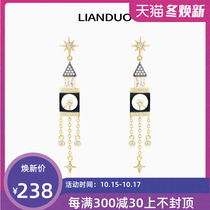 LIANDUO love duo Big Ben earrings female 925 silver long earrings English style niche design sense original