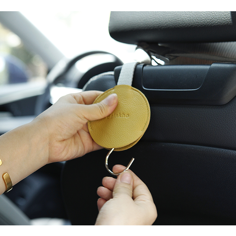 SAINKHO mountain knock leather car hook cowhide car invisible hook multi-function simple ins chair back hook