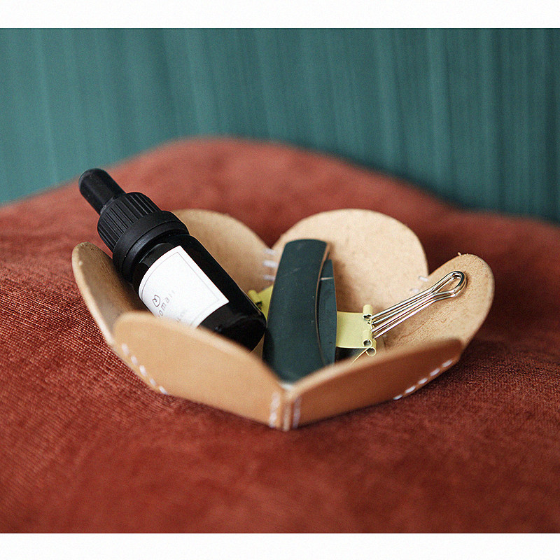 Mountain knock sainkho creative cowhide key storage box porch sundries leather small tray vegetable tanning handmade