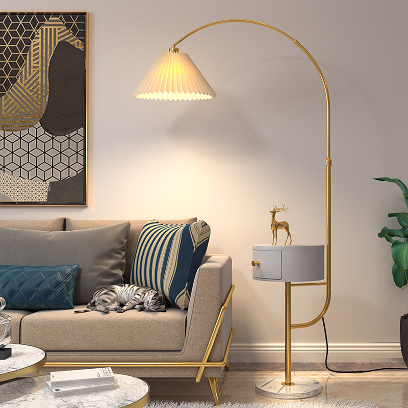 Nordic sofa tea table floor lamp design sense living room bedroom bedside table integrated light luxury fishing drawer desk lamp