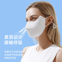 Summer ice silk sunscreen mask breathable anti-UV ear-mounted adjustable eye protection for men and women gradient blush mask