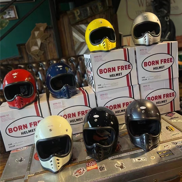 BornFree small armor Helmet Retro Locomotive full armor Mini moto3 Classic mountain bike armor Harre Indian-Taobao