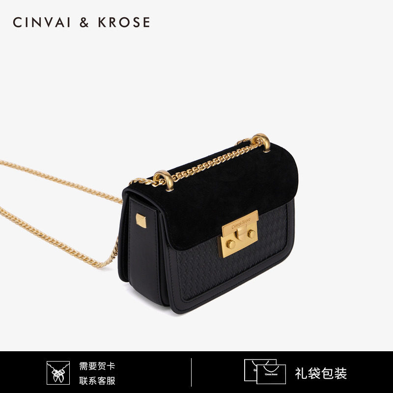 Official web cinvaikrose women's bag genuine leather bag 2021 new tide fashion 202,200 hitch chain slanted satchel