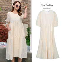 2022 Gestational Woman Dress Summer Dress New Spicy Moms Long loose pregnant woman short sleeve dress Dress Fashion Minus-age Tide Moms Dresses