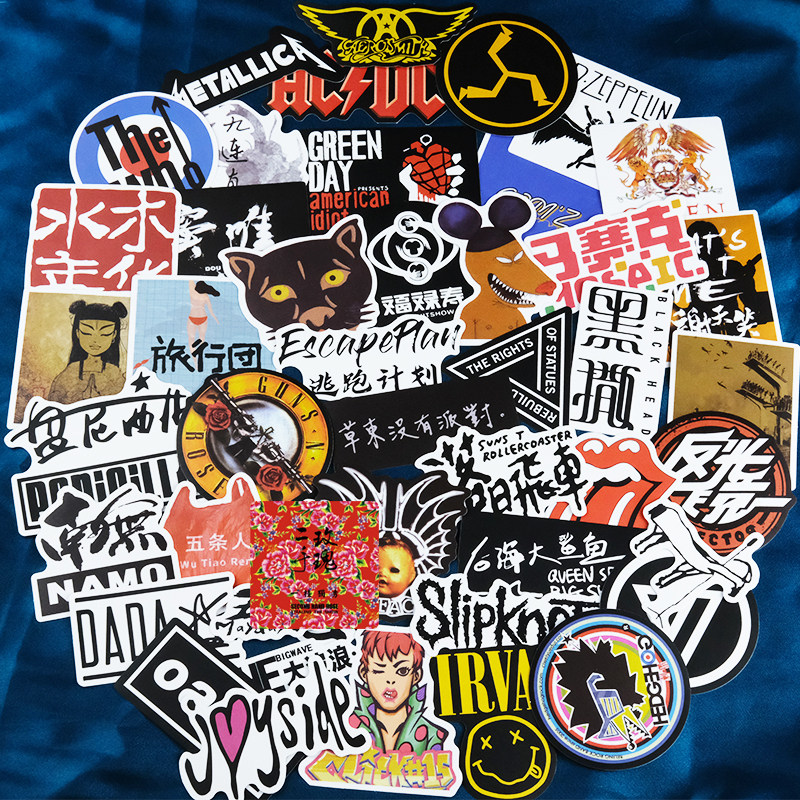 45 rock band Rock Band Sticker Secondhand Rose New Pants Grass East Wanqing Guitar Waterproof Suitcase Sticker-Taobao