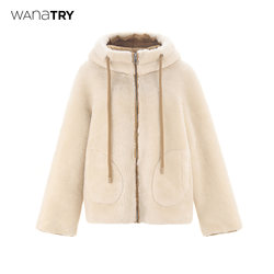 Wana try plush soft jacket hooded top warm 2023 autumn and winter thickened top