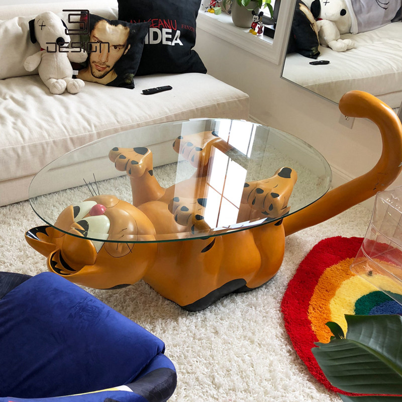 Small-family-shaped animal styling glass edge a few cartoon minimis cute Gaffi cat tea table tables medieval furniture