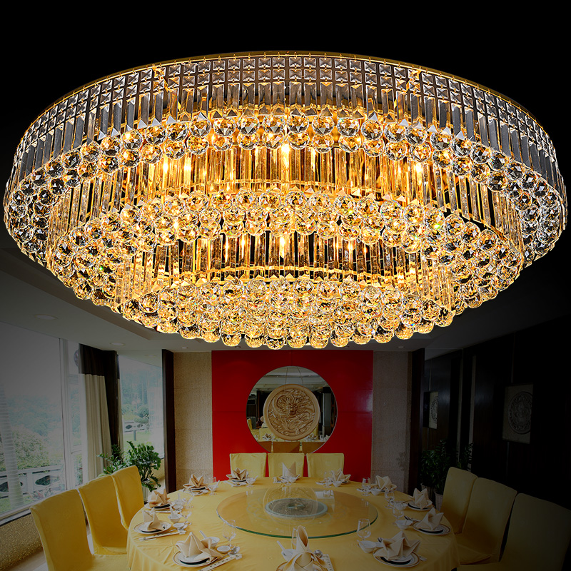 Golden water crystal lamp LED Living room lamp Home Atmosphere Luxury Elliptical Ceiling Lamp Hotel Hall Lamps 1 1 5 m