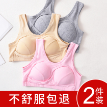 (Clear Cabin) Adolescent Girls No Steel Ring Underwear Sports Bra Students High School Coaling Beauty Back Smear Pure Cotton Bra