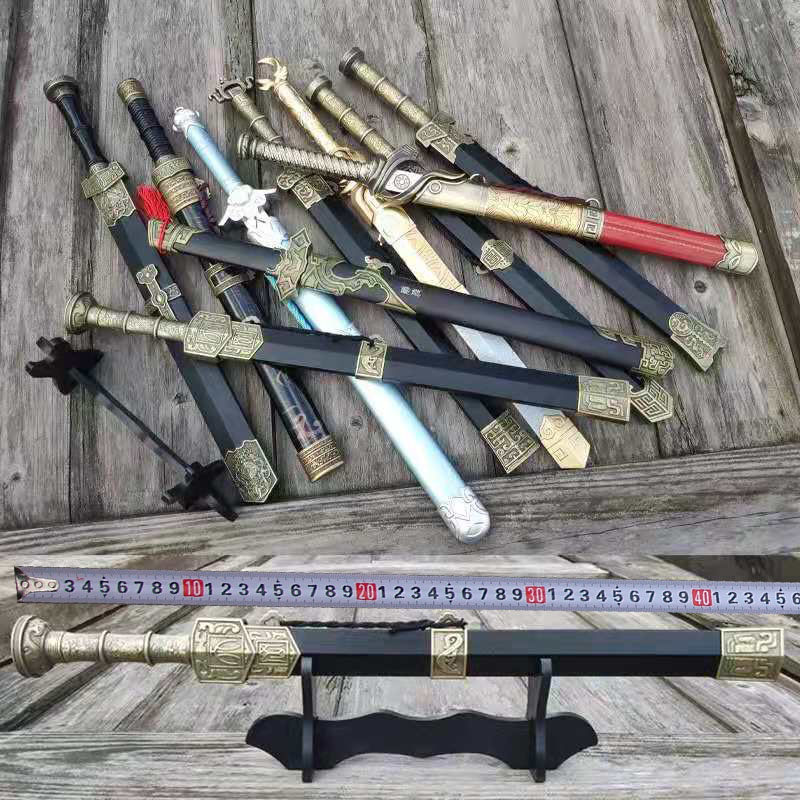 Short Sword Stainless Steel Small Sword Small Qinjian Sword Han Sword Decoration Pendulum Decoration Film And TV Treasure Sword Collection Vehicular Cold Weapon Unopened Blade