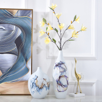 Jingdezhen ceramic light luxury vase Living room European new Chinese TV cabinet Porcelain ornaments Home flower arrangement decorations