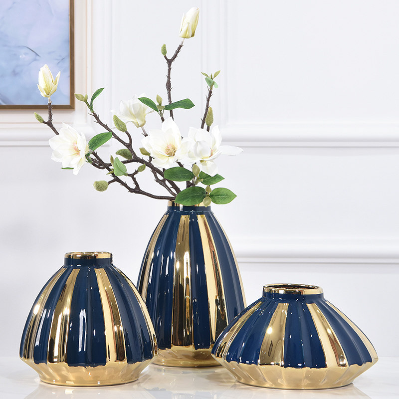 Living room flower arrangement adornment light and luxurious, small vase dining room table floral TV cabinet home dried flower ceramic hem