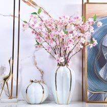 Jingdezhen ceramic light luxury hydroponic vase ornaments Dining table living room flower arrangement Dried flower TV cabinet Home decoration