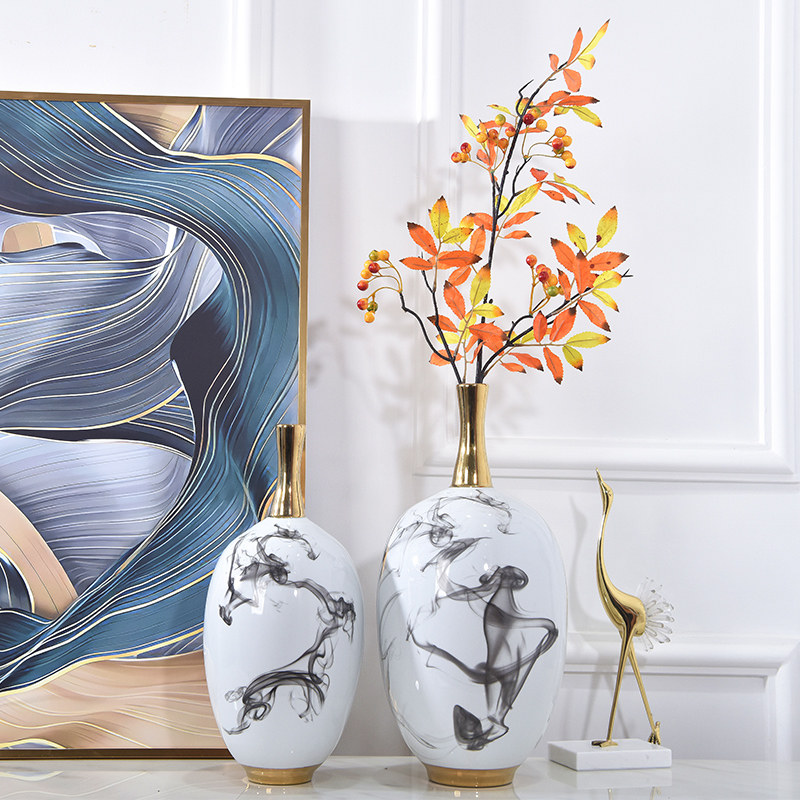 Jingdezhen Ceramic light extravaganza Vase Pendulum with Living Room Eu Style New Chinese TV Cabinet Home Flower Arrangement Decorations