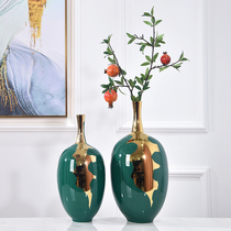 Ceramic new Chinese small vase Dining table Home living room Dried flower decoration flower vase Creative hydroponic light luxury flower arrangement ornaments