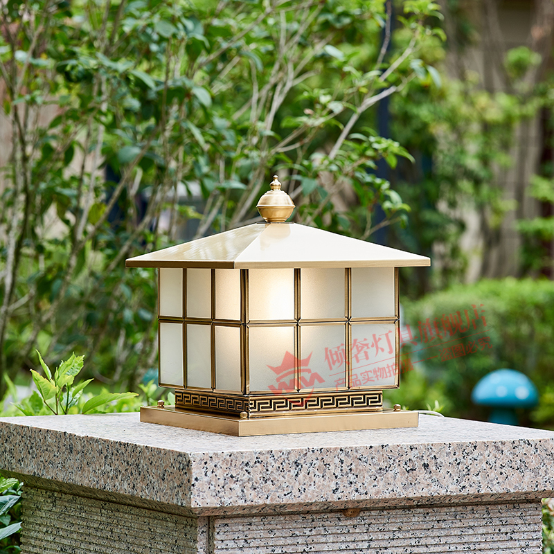 All copper lamp outdoor waterproof wall lamp simple villa garden gate pillar lamp super bright landscape garden pillar lamp