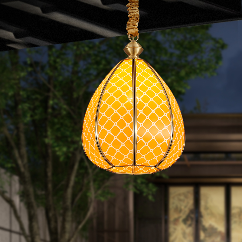 All copper outdoor chandelier waterproof door aisle balcony light villa garden gazebo simple modern led garden light