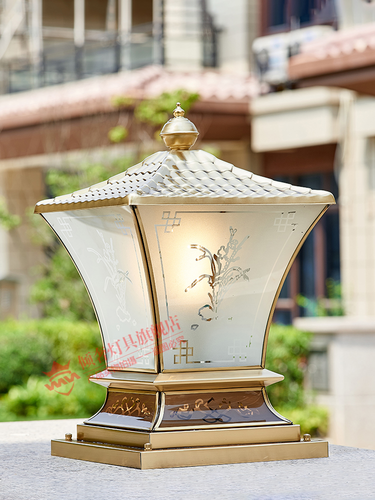 All copper wall lamp outdoor waterproof home courtyard pillar lamp villa garden lamp outdoor wall super bright pillar lamp