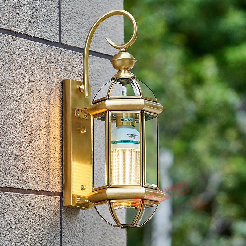 All copper outdoor wall light waterproof exterior wall light home led balcony villa garden simple modern super bright garden light