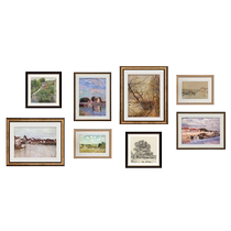 Retro French American solid wood photo frame wall living room background wall hanging painting restaurant hanging wall decoration combination painting