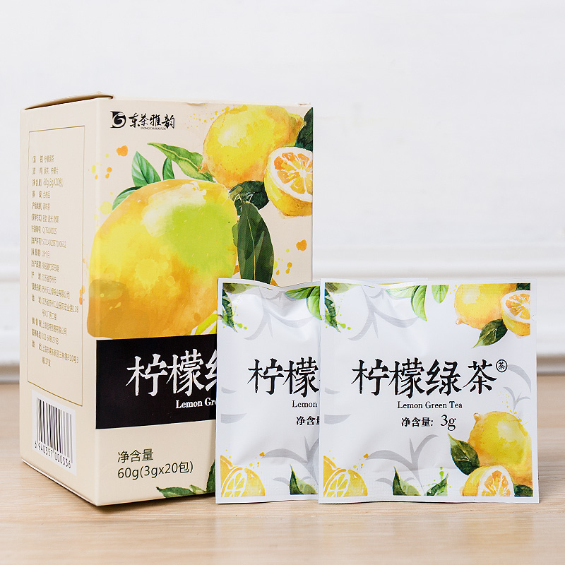 Dongcha Yayun Lemon green tea triangle tea bag flower tea bag tea individually packaged gift box 20 packs of tea