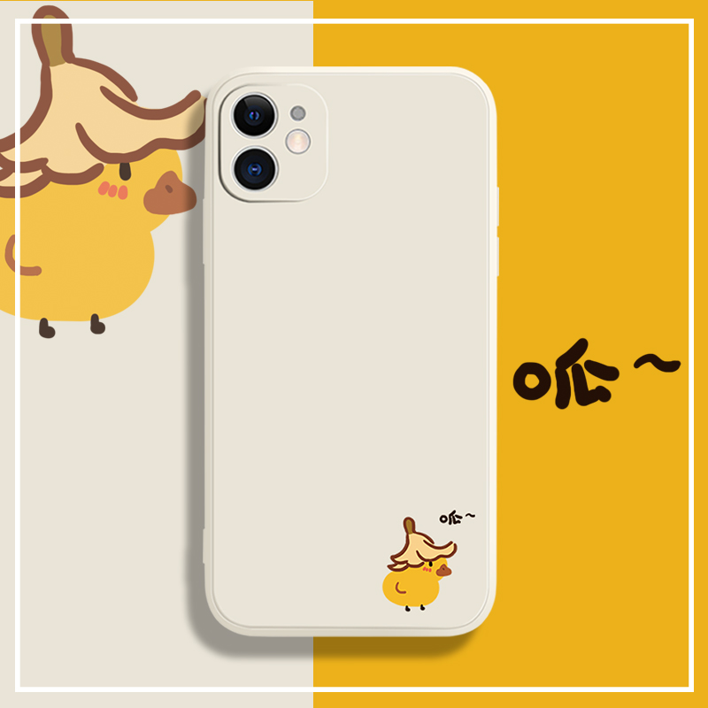 Suitable for Apple 14promax mobile phone protective shell iPhone13 cute 12mini new 11 right-angle edge xsmax duck xr lens all-inclusive anti-fall niche 8plu