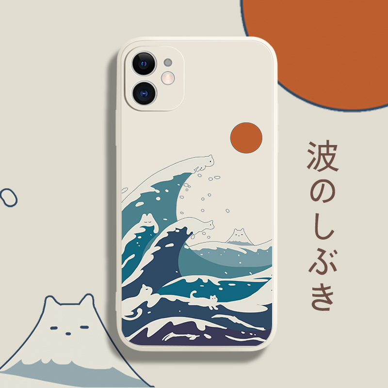 Suitable for Apple 14promax mobile phone protective shell 13 waves 12 cats 11 right-angle edge mate40pro all-inclusive iPhonexsmax niche 8p creative Japanese