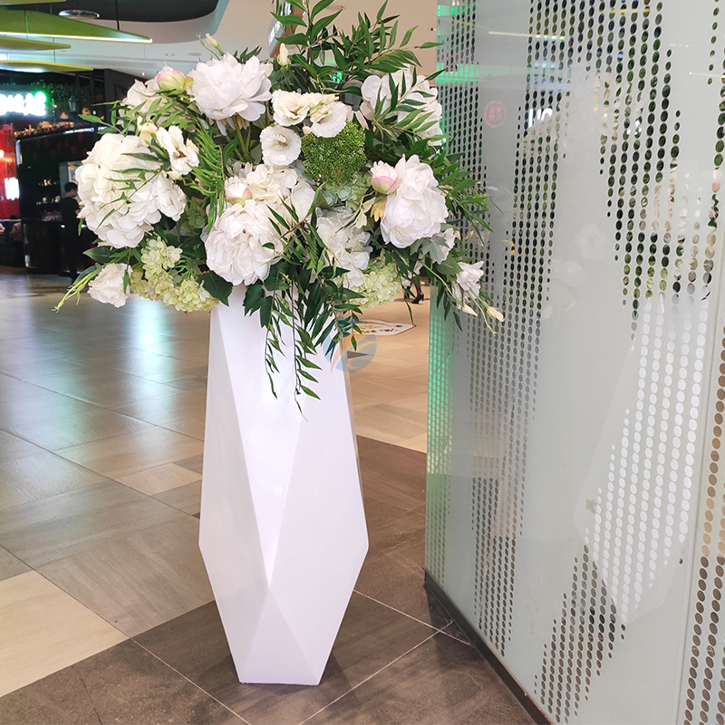 Glass Fiber Floor Flower Pot Mall Beauty Chen Rhomboid Vase Combined Hotel Floral Minima modern large size floral