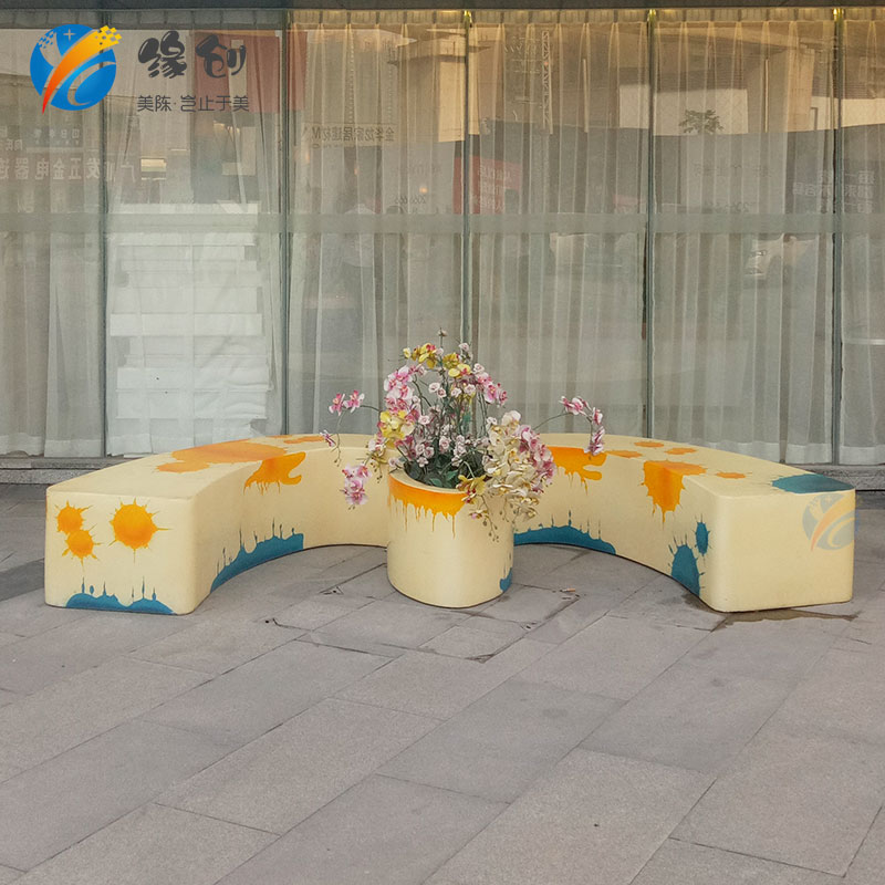 Glass Fiber Casual Chair Mall Beauty Chen Public Rest Seat Art Color Painted Landscape Chair Outdoor stool Customized