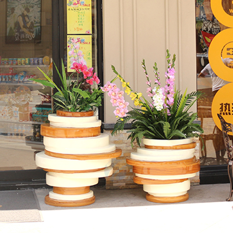 Glass fiber flowerpot shopping mall special-shaped floor vase outdoor commercial street square garden landscape flower decoration decoration