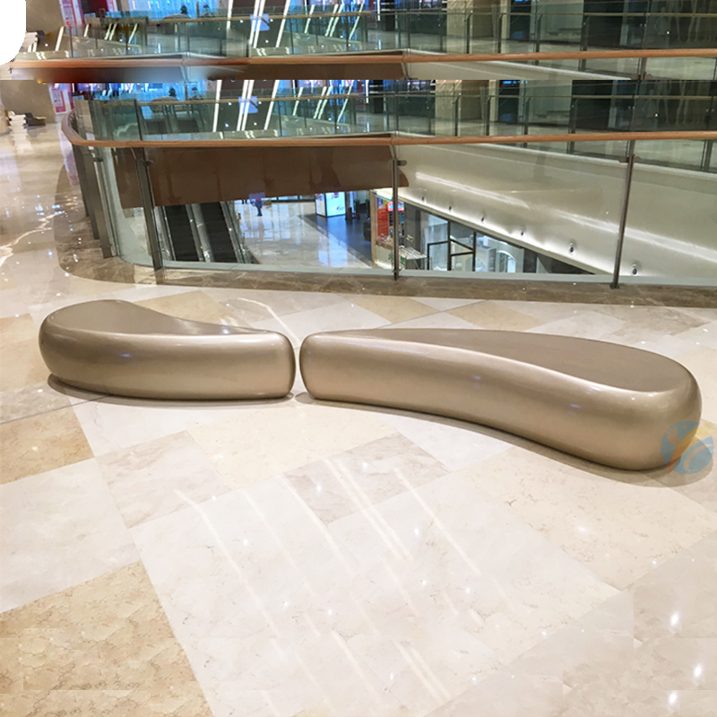 Glass Fiber Seat Mall Casual Minima Styling Public Waiting Area Strip Bench Outdoor Park Rest Chair