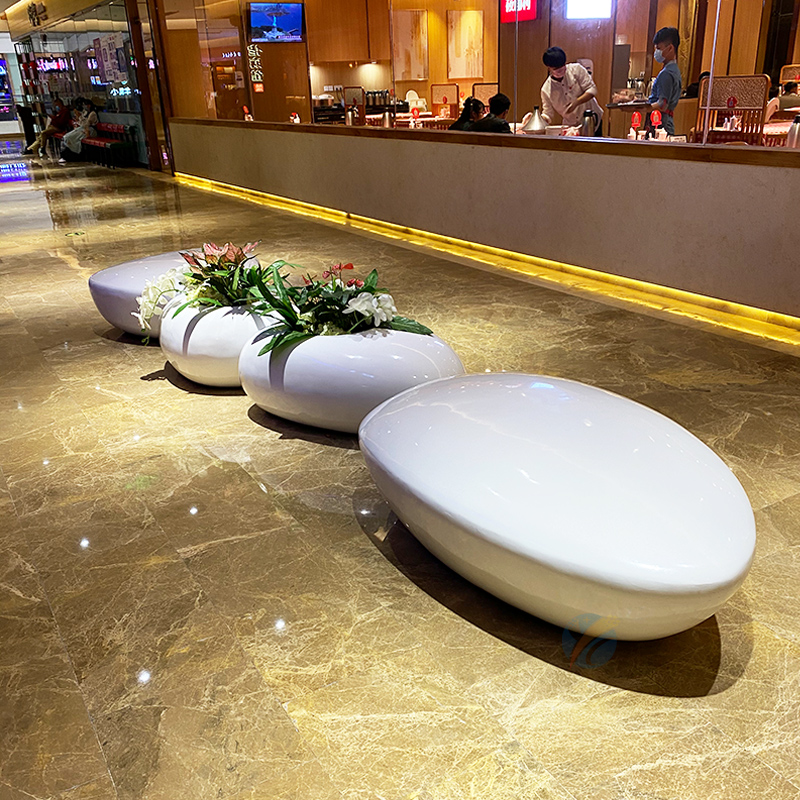 Glass fiber flower pot seat combined mall public rest waiting for casual chair Creative Drop Cobblestone Bench