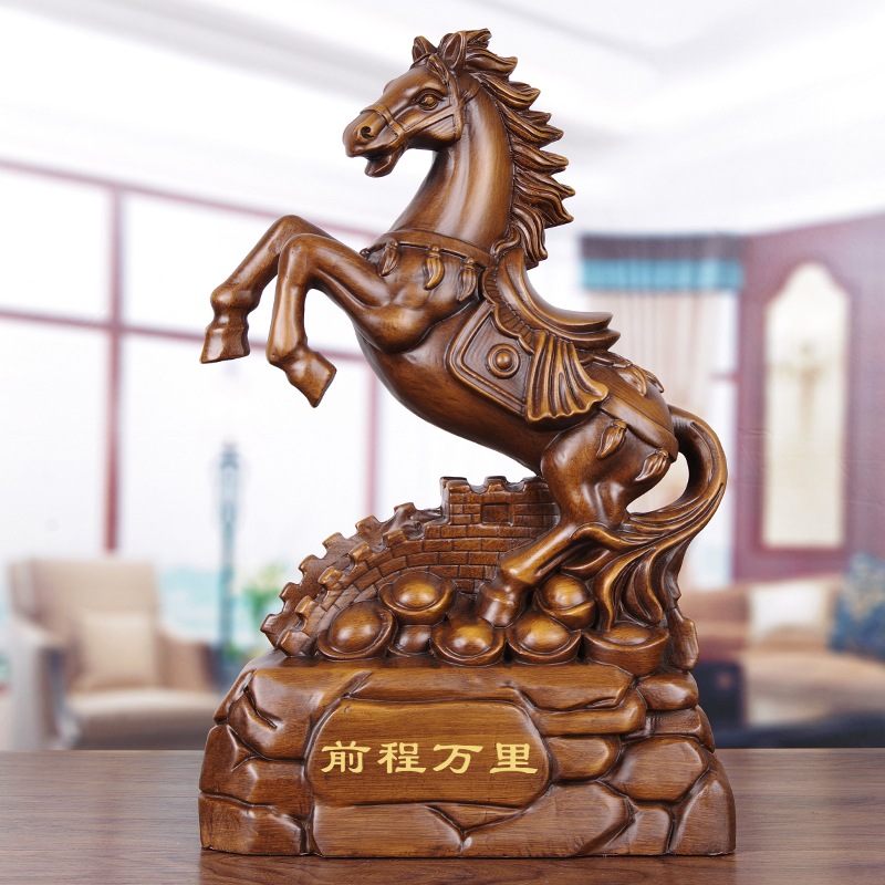 Wooden carving horse decoration lucky zodiac horse living room decoration office table decoration new house housewarming new store opening gift